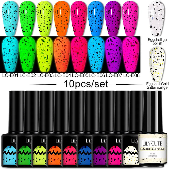 LILYCUTE 12/10PCS Gel Nail Polish Set Spring Summer Nude Glitter Color Semi Permanent Soak Off Manicure Nail Art UV Gel Varnish