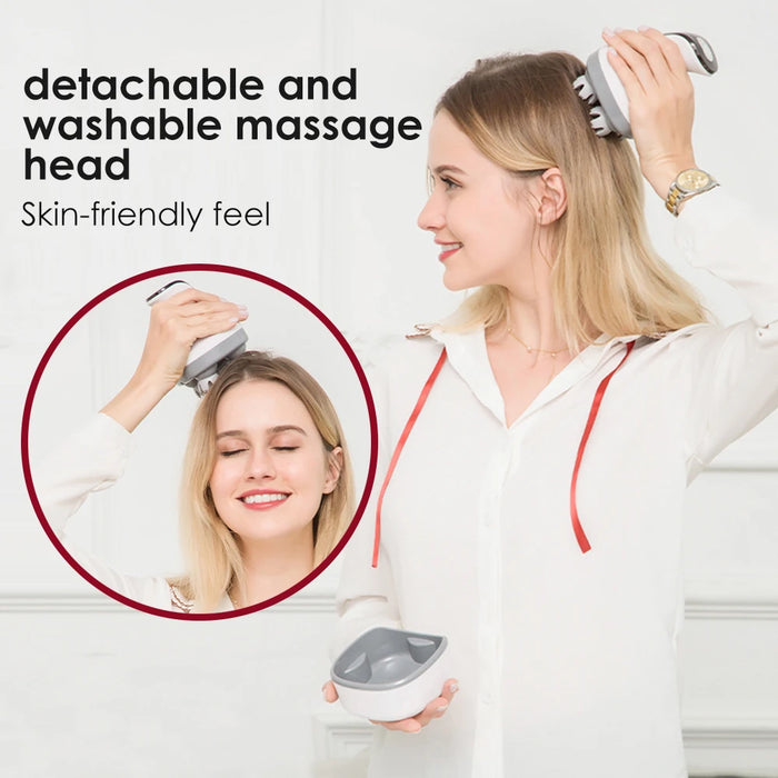 4D Magnetic Rechargeable Head Massager Kneading Wireless Electric Scalp Massage Waterproof Promote Hair Growth Prevent Hair Loss