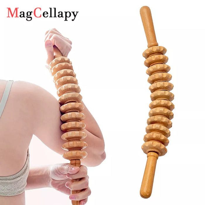 Wood Therapy Roller Gear Stick Massage Tool Cellulite Slimming Roller Massager Lymphatic Drainage Body Shaping Trigger Stick