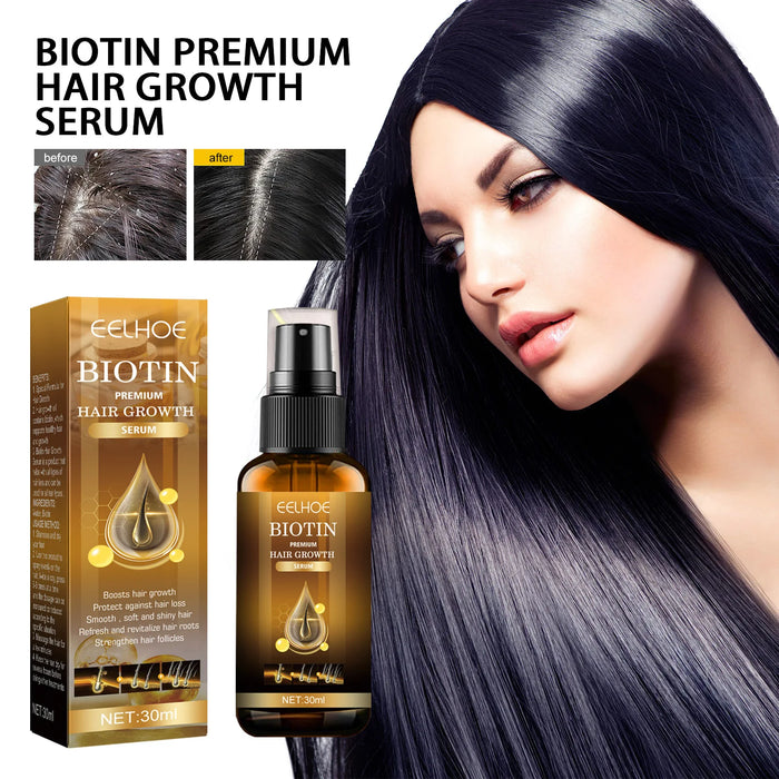 Biotin Hair Growth Spray Anti Dandruff Itching Treatment Dry Frizzy Nourish Scalp Damaged Repair Serum Hair Care Essential Oils