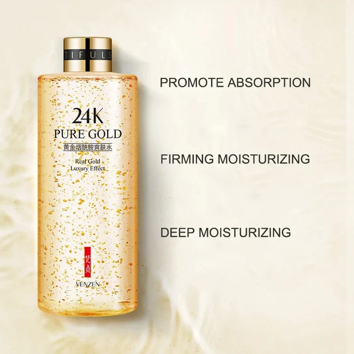 300ml Face 24K Gold Nicotinamide Toner Moisturize Oil Control Shrink Pores Anti Aging Whiten Brighten Tone Skin Care Water