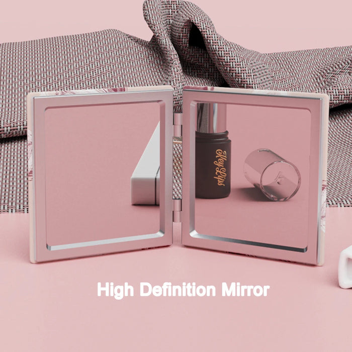 Mini Folding Makeup Mirror PU Double-Sided Heart Pattern Cosmetic Mirror Portable Handheld Pocket Square High-definition Mirror