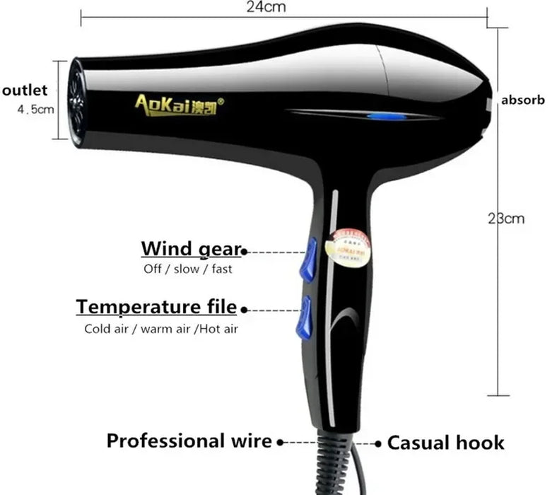 Professional Powerful Hair Dryer Fast Styling Blow Dryer Hot And Cold Adjustment Air Dryer Nozzle For Barber Salon Tools