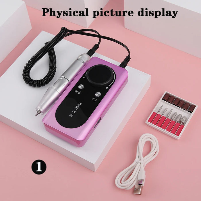 45000RPM Rechargeable Electric Nail Drill Machine With USB Connector Nail Polish Remover Drill Set Manicure Sander Low Noise