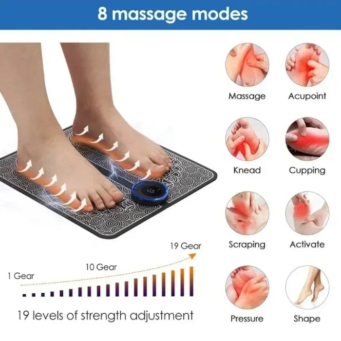 Electric EMS Foot Massager Pad Electrical Muscle Stimulation Foot Massager USB Charging Portable