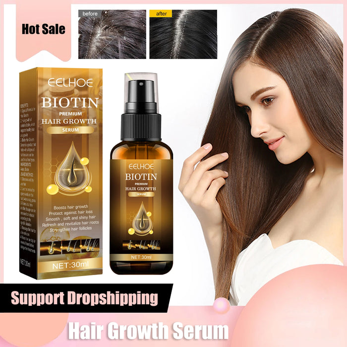 Biotin Hair Growth Spray Anti Dandruff Itching Treatment Dry Frizzy Nourish Scalp Damaged Repair Serum Hair Care Essential Oils