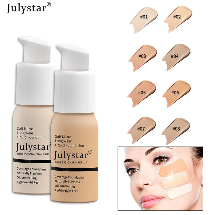 Julystar 10 Colours Matte Moisturising Finishing Foundation Waterproof Long Lasting No Makeup Removal Face Concealer Powder