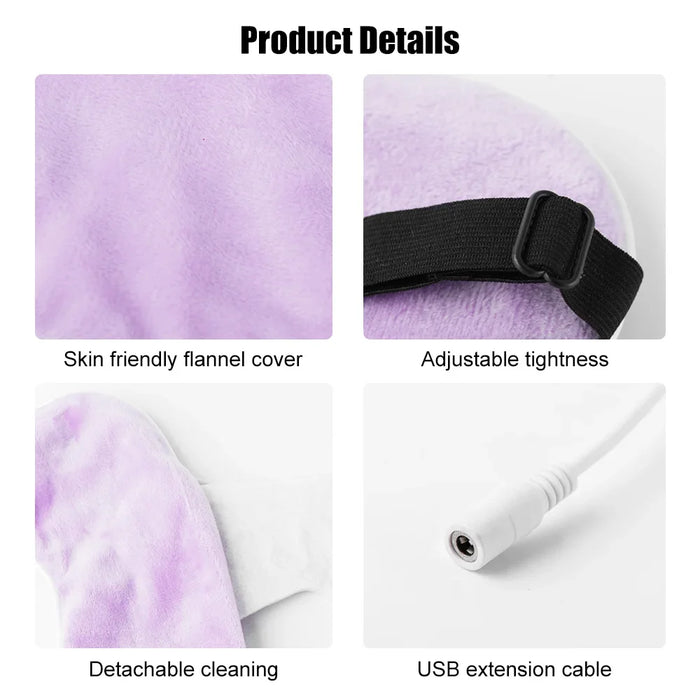 USB Heated Eye Mask Reusable USB Steaming Mask Eye Massager for Sleeping Puffiness Anti Dark Circle Patch Hot Blindfold Eye Care