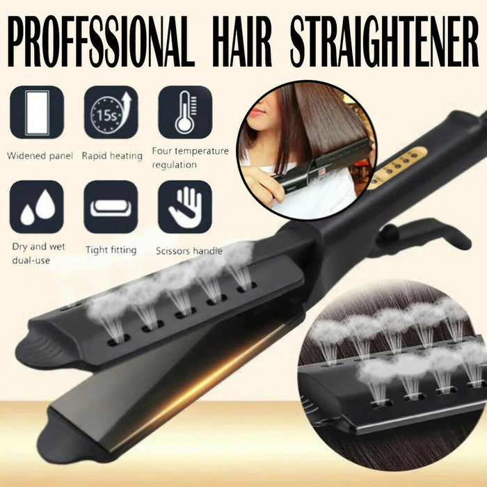 Hair Straightener Four-gear Temperature Adjustment Ceramic Tourmaline Ionic Flat Iron Hair Straightener For Women Widen Panel