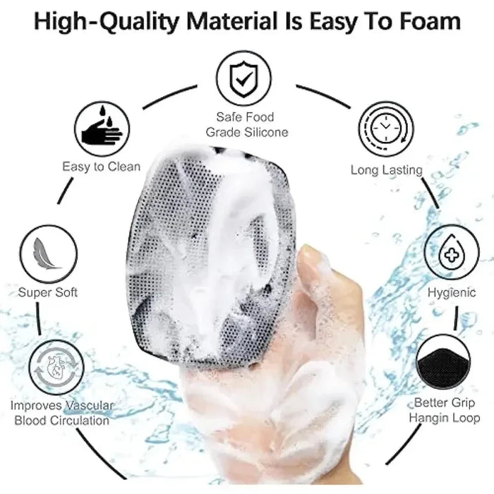 Soft Silicone Body Shower Scrub Brush, Handheld Facial Cleansing Oval Tool, Gentle Exfoliation Massage Skin Bathroom Accessory