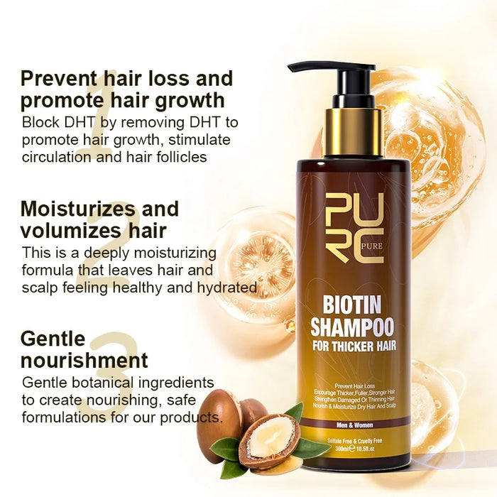 Biotin Fast Hair Growth Oil Shampoo Conditioner Set Anti Hair Loss Treatment for Men Women Regrowth Beauty Health Gift PURC