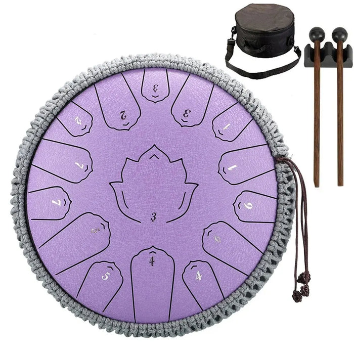 Hluru 13 Inch 15 Notes Steel Tongue Drum Glucophone C Tone Music Drum Ethereal Drum Percussion Musical Instruments Steel Drum