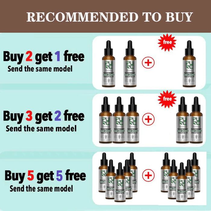 PURC Rosemary Oil For Hair Growth Set Hair Loss Treatment Fast Growth Thicken Oil Kits Ginger Hair Growth Products for Men Women