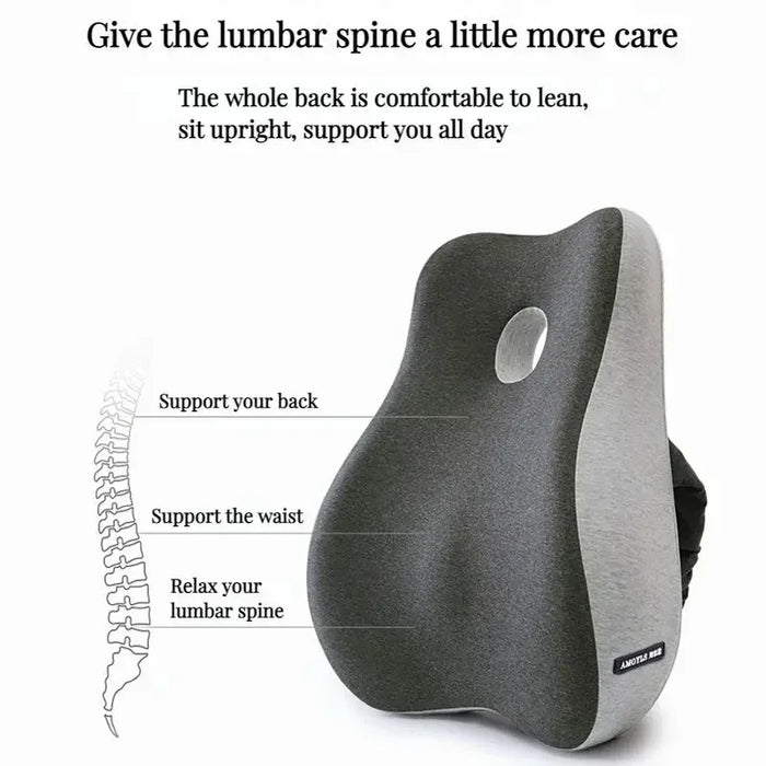 Memory Foam Waist Cushion Massage Back Orthopedic Pillow Lumbar Office Chair Cushion Car Seat Support Pad Buttock Coccyx Pillows