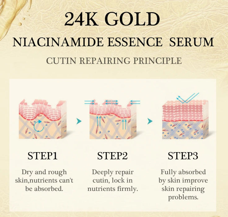 Niacinamide Serum Hyaluronic Acid for Face 24K Gold Serum Moisturizing Brighten Smoothing Facial Skin Care