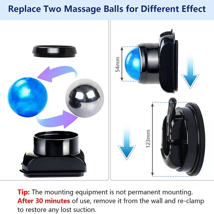 New Massage Roller Ball Deep Tissue Roller Suction Cup Self Back Massager Mountable Muscle Pain Relief Waist Hip Relaxer Stress