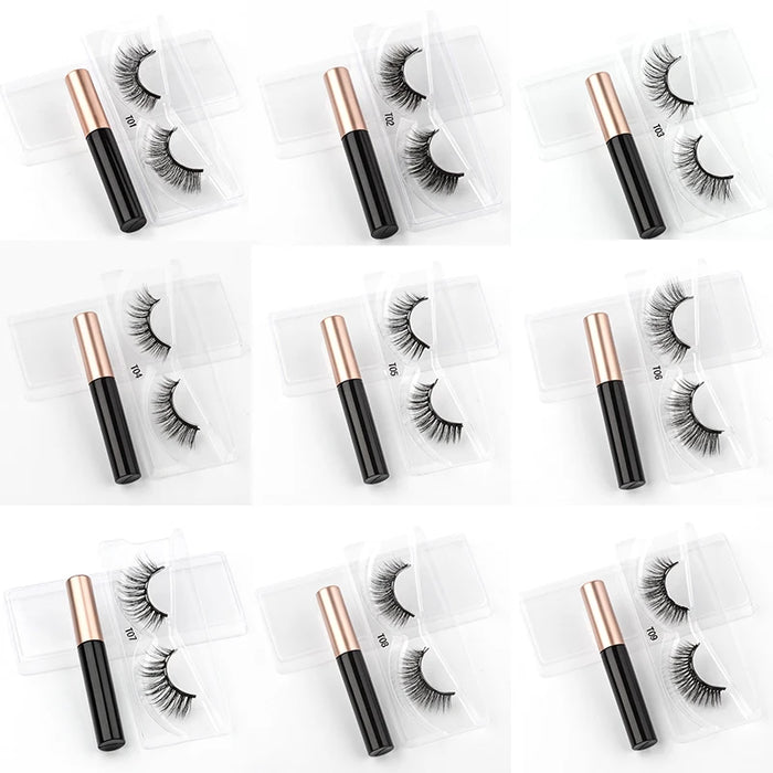 1/3/4Pairs Magnetic Eyelashes False Lashes Repeated Use Eyelashes Waterproof Liquid Eyeliner With Tweezer Make Up Sets Hotting