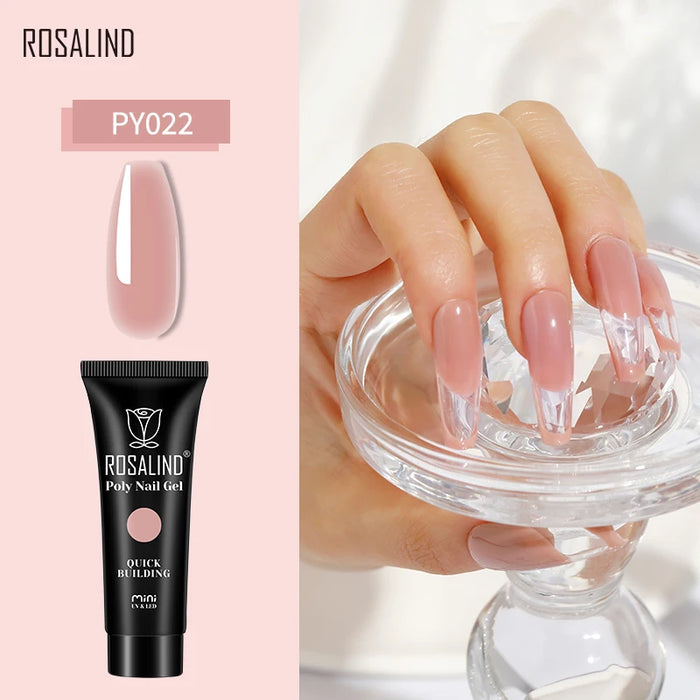 Rosalind Clear White Poly Nail Gel UV Builder Acrylic Liquid Quick Extension Nail Art Tip Glitter Poly Crystal Gel Top Base Coat