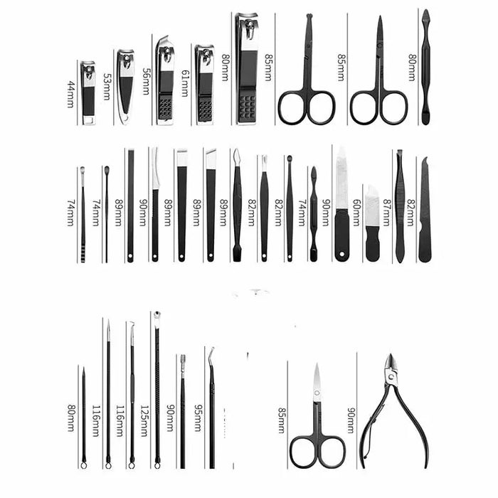 30 PCs Manicure Cutters Nail Clipper Set Household Stainless Steel Manicure Kit Nail Clippers Pedicure Nail Scissors Tool