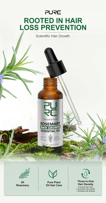 PURC Rosemary Oil For Hair Growth Set Hair Loss Treatment Fast Growth Thicken Oil Kits Ginger Hair Growth Products for Men Women