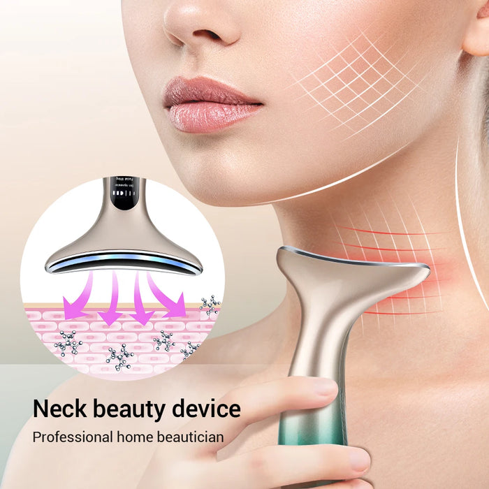 Neck Face Beauty Device EMS Facial Lifting Massager 3 Colors Led Photon Therapy Anti Wrinkle Double Chin Remover Skin Care Tools