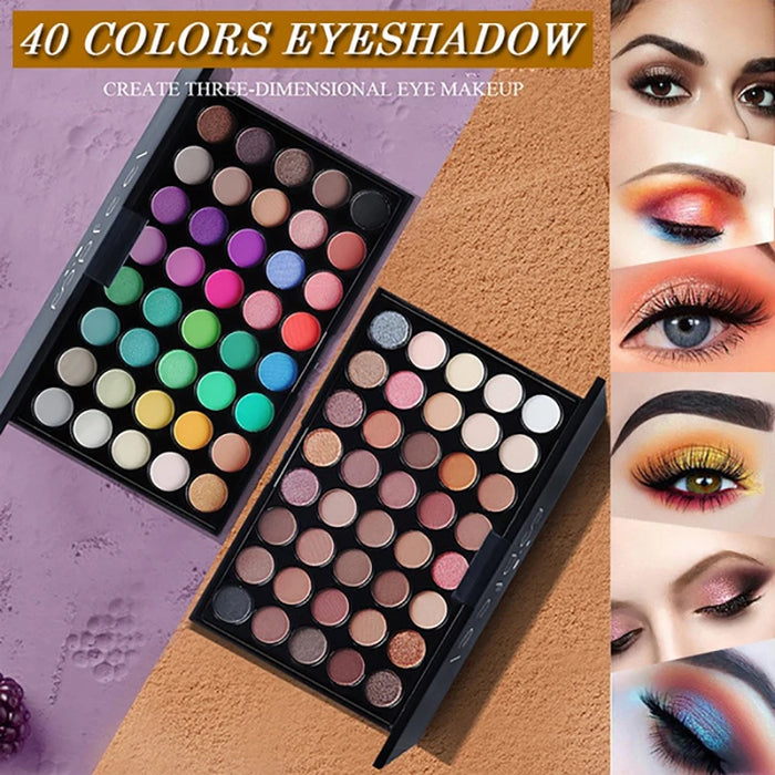 40 Color Matte Eyeshadow Palette Glitter Eye Shadow Waterproof Long Lasting Make Up Pallet Shimmer Fashion Women Beauty Eyes